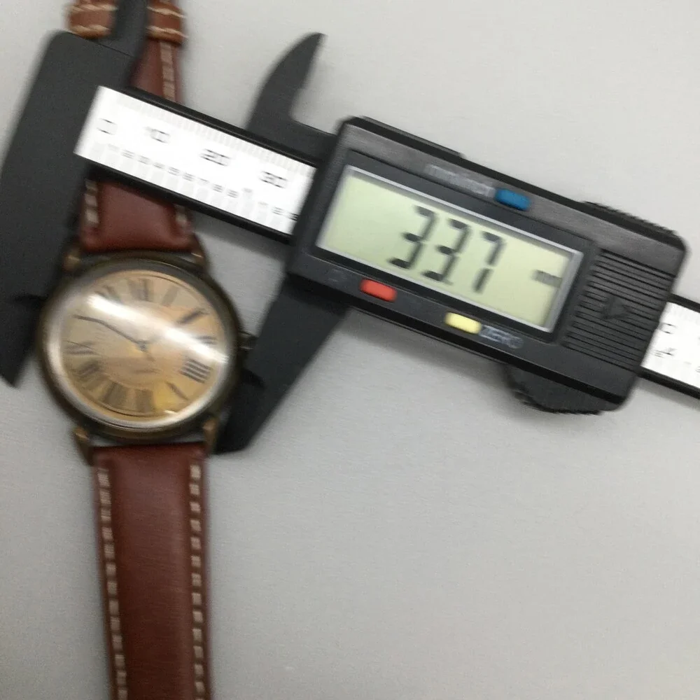Relic Unisex Watch 34mm Bronze Dial Brown Leather Roman Numeral New Battery